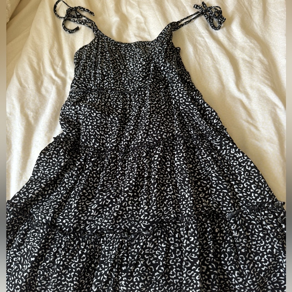 B&W Leopard Print Mini Sundress